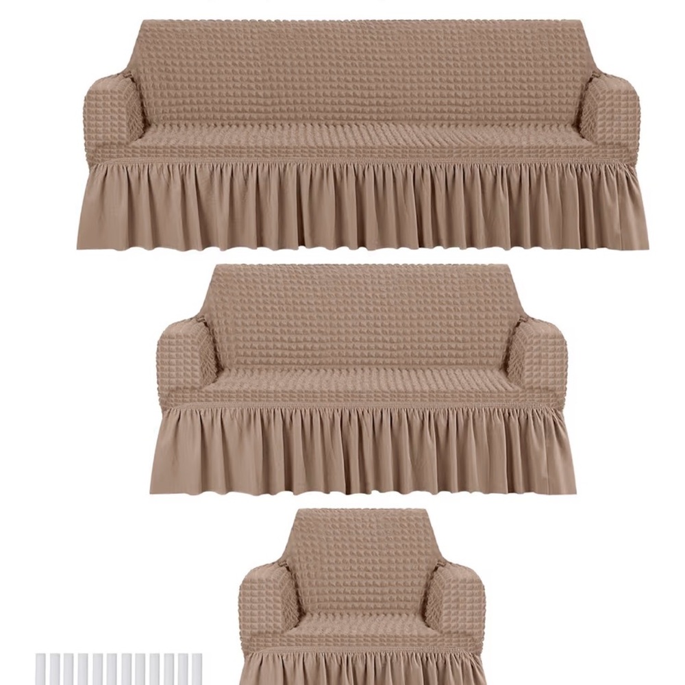3 Pcs Sofa Slipcover Set for Couch Cushion Durable Washable High Elastic Stre...